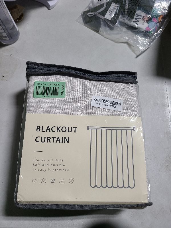 Photo 1 of 100% Blackout Shield Linen Blackout Curtains for Bedroom 96 Inches Long, Back Tab/Rod Pocket Living Room Drapes, Thermal Insulated Blackout Curtains 2 Panels Set, 50" W x 96" L, Beige