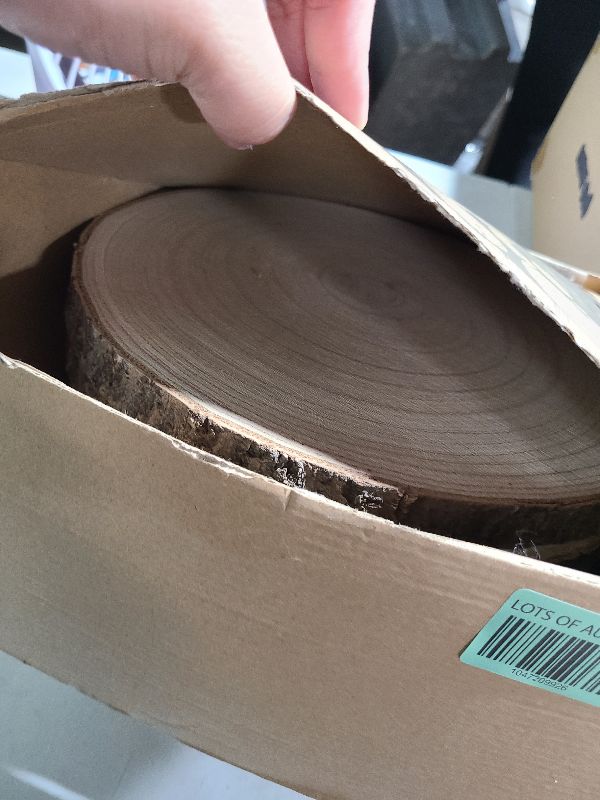 Photo 1 of 8 Pcs Wood Slices 11-12 Inch Large Wood Rounds Unfinished Wood for Centerpieces, Natural Wood Slices for Crafts,Decor, Sign...