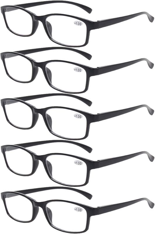 Photo 1 of **ONLY 4**
NORPERWIS Reading Glasses 5 Pairs Quality Readers Spring Hinge Vintage Glasses for Reading for Men and Women (5 Pack Black, 1.75)