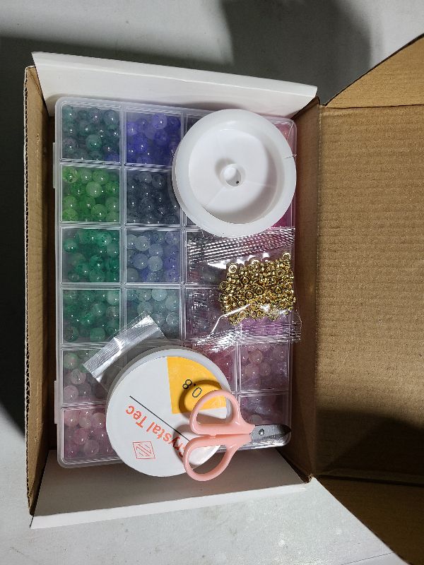 Photo 1 of ?2 Pack? More Than 1300PCS Round Glass Beads for Jewelry Making,48 Colors 8mm Crystal Beads for Bracelets Jewelry Making and DIY Crafts, 2 Box Round Beads Suitable for Beginners. (Solid+Printing)