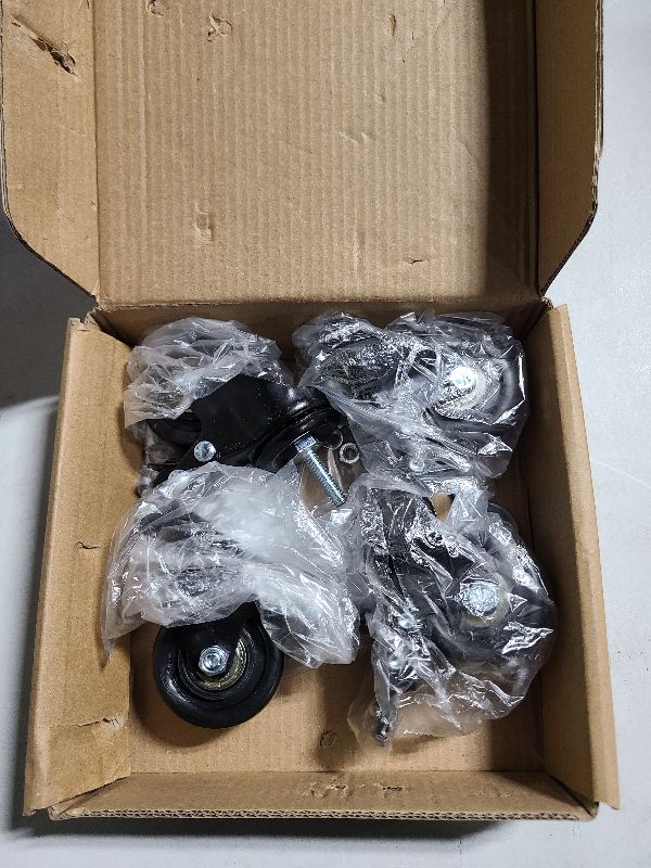 Photo 1 of 2 Inch Stem Caster Wheels 800lbs, Threaded Stem Casters Set of 4 Heavy Duty, 1/4"-20x1 (Screw Diameter 1/4", Stem Length 1"), Safety Dual Locking Industrial Castors, Wheels for Cart, Furniture