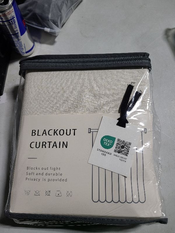 Photo 1 of 100% Blackout Shield Linen Blackout Curtains for Bedroom 84 Inches Long, Back Tab/Rod Pocket Living Room Drapes, Thermal Insulated Blackout Curtains 2 Panels Set, 50" W x 84" L, Cream