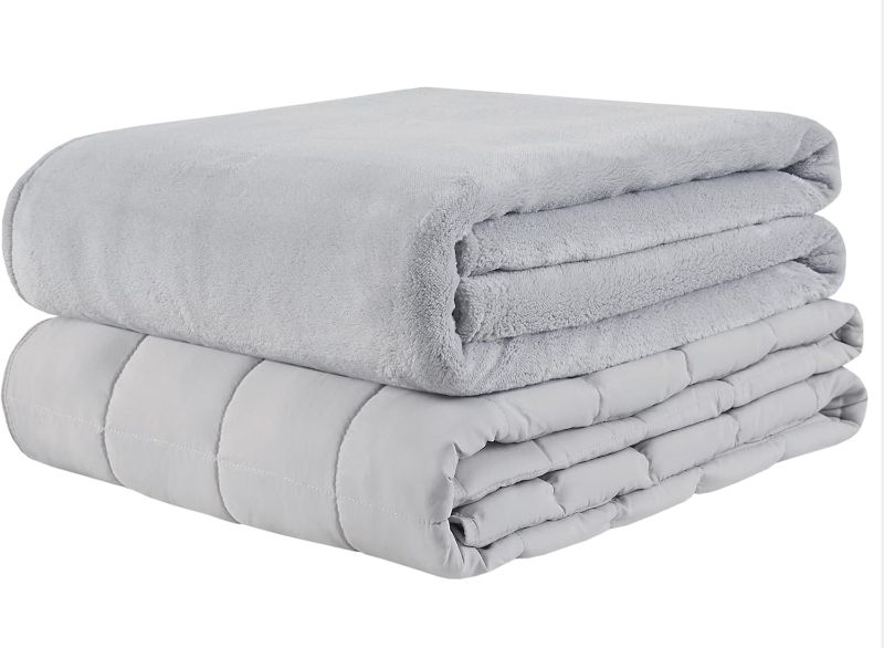 Photo 1 of  Degrees of Comfort Weighted Blanket 30 lbs for Adult, King Size Weighted Blankets with Removable Washable Plush Cover, Micro Glass Beads Technology, Warm Heavy Throw for Queen King Bed 80x87 Grey 