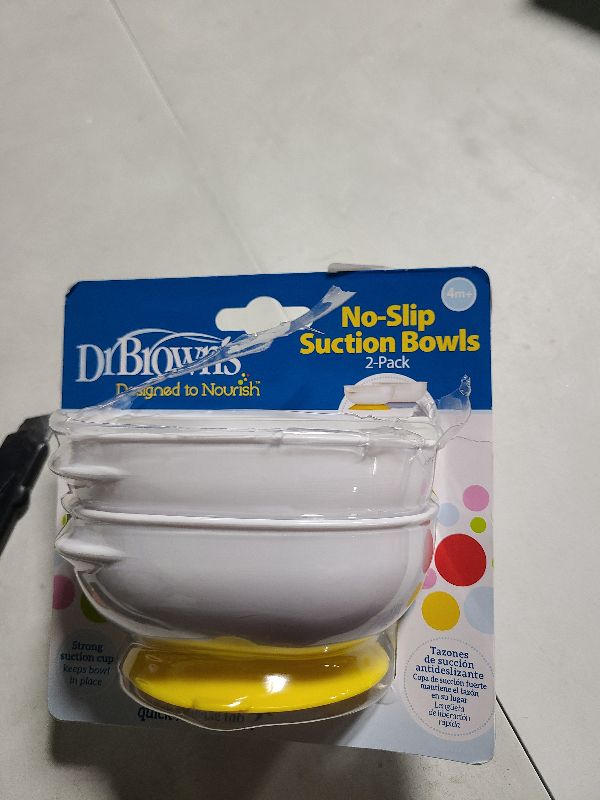 Photo 1 of  Dr. Brown's No-Slip Strong Suction Bowl for Babies and Toddlers, BPA Free 2-Pack & Milestones Baby’s First Straw Cup, Training Cup Weighted Straw, Dark Blue, 6m+
