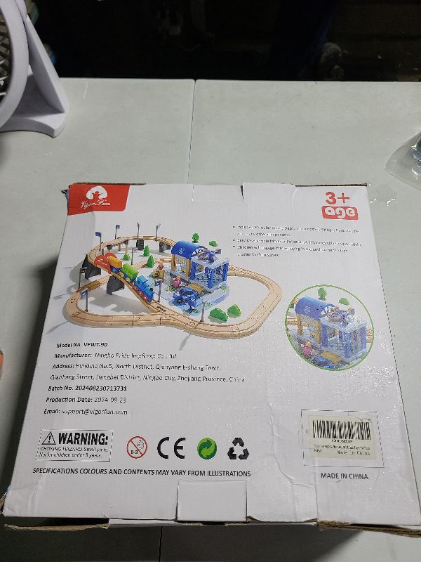 Photo 1 of 102-Piece Wooden Train Set for Kids Ages 3-8 | Expandable & Customizable Track | Safe, Non-Toxic STEM Toy Gift for Toddlers & Children | Compatible with Major Brands