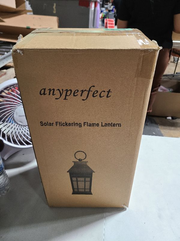 Photo 1 of 18" Glass Solar Lanterns Outdoor Waterproof, Large Solar Flickering Flame Lantern, Outdoor Lantern Decorative Metal Garden Light for Patio Garden Backyard Outside Tabletop Decor(Vintage Copper)