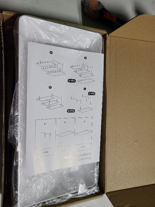 Photo 1 of 3 Tier Plastic Serving Tray for Party, 11.5" x 5.6" Platters for Serving Food, Microwave-Safe, White Reusable Trays with Black Metal Display Stand for Cupcakes, Sevring Food, Dessert, Fruit, Black