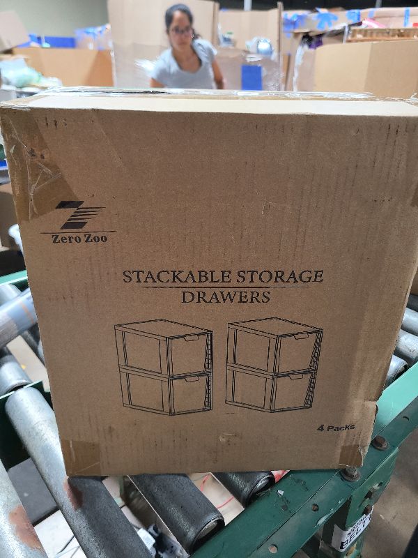 Photo 1 of 4Pack Large Stackable Kitchen Storage Drawers, Clear Foods Organizer Bins with Handles, Easily Assemble for Bathroom, Kitchen, Pantry, Cabinet, Closet(XL-UP Handle)