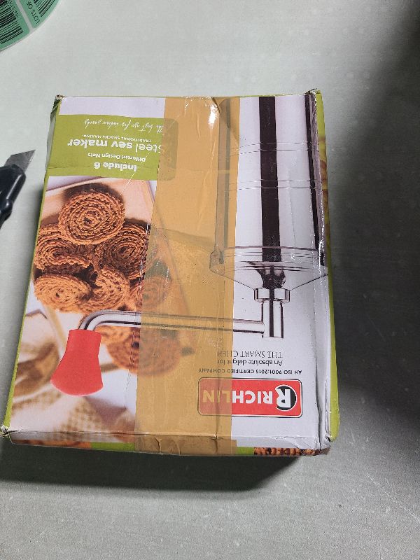 Photo 1 of Tanish Trading Stainless Steel Sev Sanch Maker,Pasta Maker, Stainless Steel Namkeen Bhujiya Sevaiya Sev Chakli Gathiya Sancha Murukku Grater Cookies Maker with 6 Jalis (silver)