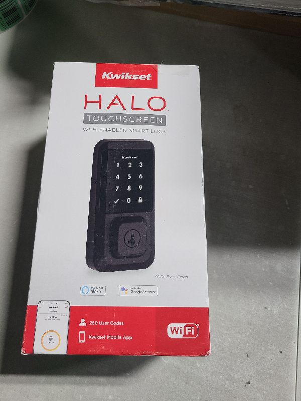 Photo 1 of Kwikset Halo Wi-Fi Smart Lock, Keyless Entry Front Door Touchscreen Deadbolt, Matte Black Finish, Grade AAA Certified, UL Listed, Easy Install No Hub, App Control, Digital Remote Lock
