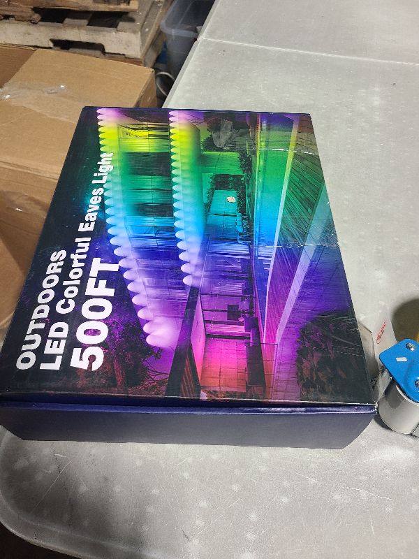 Photo 1 of 500FT Permanent Outdoor RGB Lights - IP67 Waterproof with Smart App Control Remote, DIY Scene Modes, Music Synchronization, Eaves Lights For Garden Decor, Deck, Christmas, Party, Party, Halloween,Roof