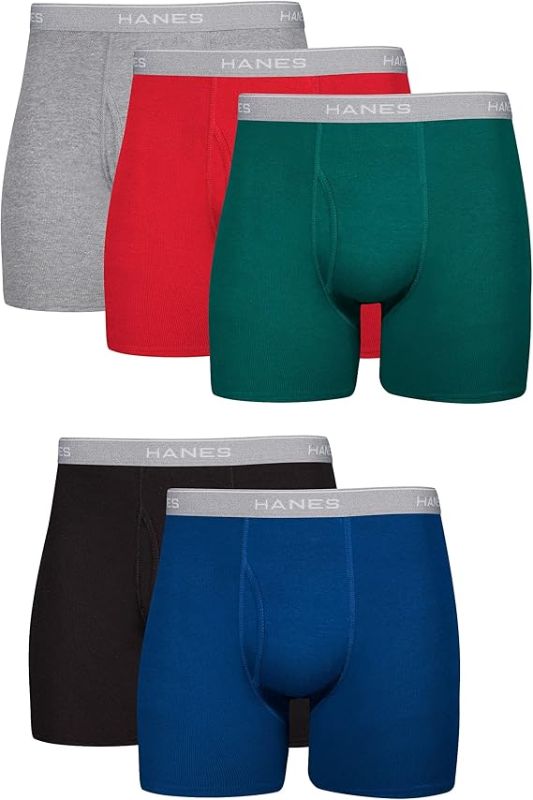 Photo 1 of **MISSING THE BLACK PAIR**
Hanes Men's Boxer Briefs, Cool Dri Moisture-Wicking Underwear, Cotton No-Ride-up for Men, Multi-Packs SIZE MEDIUM