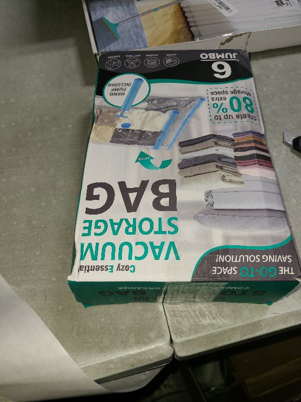 Photo 1 of 6 Jumbo Vacuum Storage Bags, Space Saver Bags Compression Storage Bags for Comforters and Blankets, Vacuum Sealer Bags for Clothes Storage, Hand Pump Included