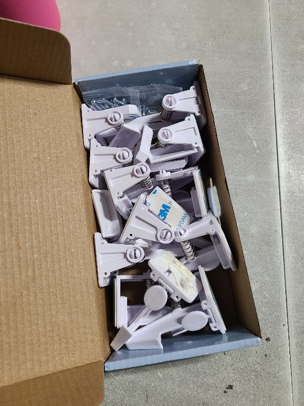 Photo 1 of 12 Pack Cabinet Locks Child Safety | Baby Safety Cabinet Locks NO Drilling 3M Adhesive Baby Proof Drawer Lock Child proofing cabinets latches for Kids Latch for Drawers & Door Child Safety Locks