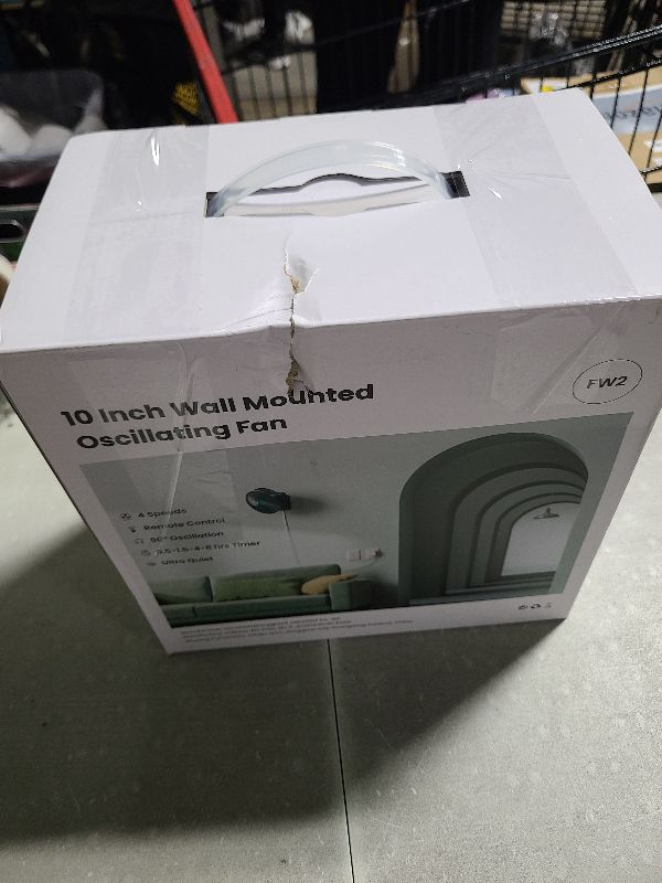 Photo 1 of 10 Inch Wall Mount Oscillating Fan with Remote and Timer, Small Bedroom RV Fan with 4 Speeds, Quiet Operation,90°Oscillation, Adjustable Tilt,5.92 ft Wire, Cooling Bathroom Wall Mounted Fans