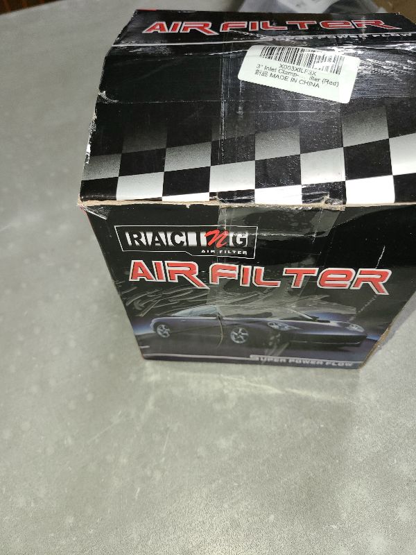 Photo 1 of 3" Inlet Clamp-On High Flow Cold Air Intake Filter 76mm Cone Replacement Dry Air Filter (Red)