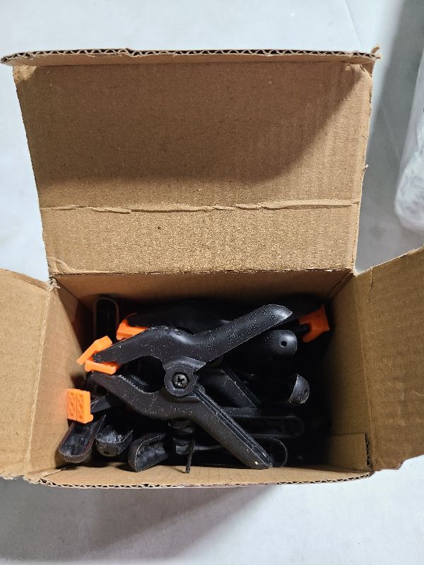 Photo 1 of 12 Pack Plastic Spring Clamps, 3.5inch Small Heavy Duty Clips for Crafts, Backdrop Stand, Woodworking, Photography Studios (Black)