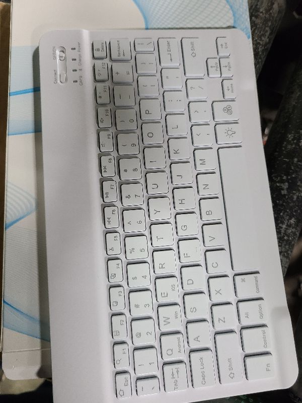 Photo 1 of Backlit Bluetooth Keyboard Small Portable Wireless Keyboard Rechargeable Illuminated for Android Samsung Tablet Cell Phone Smartphone iPad A16 11th 10th Generation iPad Pro Air Mini iPhone (White)