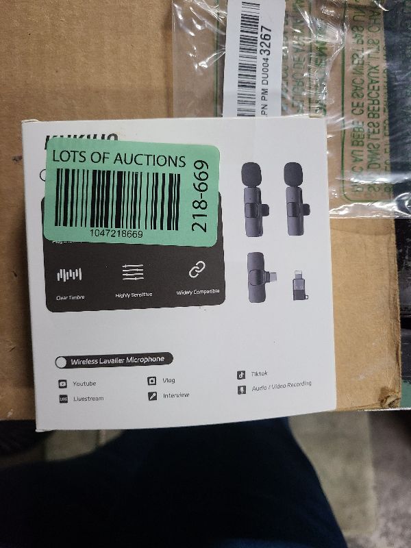 Photo 1 of 2 Pack Wireless Lavalier Microphone for iPhone iPad and Android Phone, Lapel Mic Plug and Play Wireless Mic Noise Reduction Mini Microphone for Video Recording Interview Podcast Vlog YouTube Tiktok