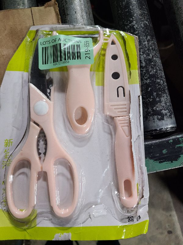 Photo 1 of 3-in-1 Premium Kitchen Set Include Scissors, Peeler, Knives – Dishwasher-Safe, Stainless Steel, Ergonomically Designed for Meat, Veggies & Gifting,Pink