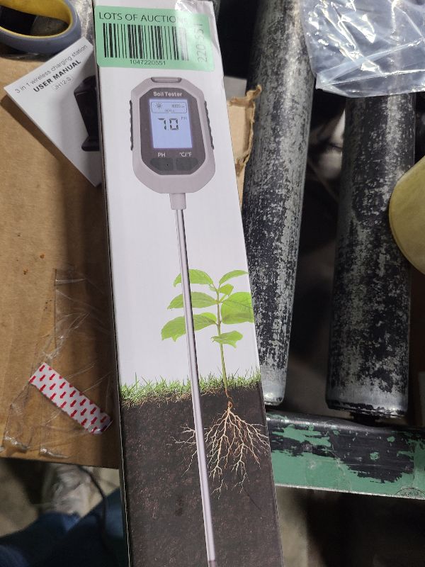Photo 1 of 4-in-1 Soil Moisture Meter Digital Plant Temperature/Soil Moisture/PH Meter/Sunlight Intensity Backlight LCD Display Soil Test Meter for Gardening, Farming and Outdoor Plants