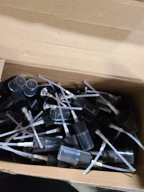 Photo 1 of 100 Pcs Mini Clear Spray Bottles 1 oz Plastic Empty Travel Bottle Fine Mist Small Spray Containers with 5 Pcs Funnels Refillable Liquid Travel Containers for Perfume Skin Toner Essential Oils