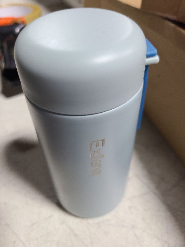 Photo 1 of 8 oz Water Bottles Made of 304 Stainless Steel, Small Water Bottles Double Wall Vacuum Insulation for Hot&Cold Drinks, Thermos for Hot Drinks with Carry Handle - 100% Leakproof (Grayish Blue)