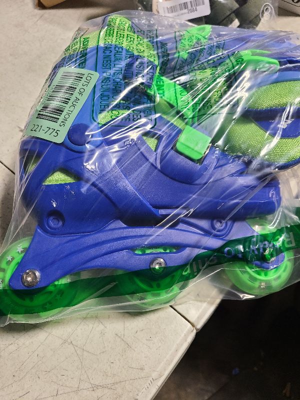 Photo 1 of 2PM SPORTS Girls Adjustable Illuminating Inline Skates with Light up Wheels, Fun Flashing Beginner Roller Skates for Kids - Blue Large