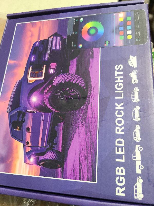 Photo 1 of 4 Pods RGB LED Rock Lights, Underglow Multicolor Neon Light Kit, Wheel Well Light with APP Control & Music Mode, Under Glow Lights for Trucks,Jeep,SUV,Golf Cart,ATV,Pickup Off Road,12V