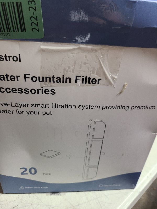 Photo 1 of 20 Packs Replacement Filters for DownyPaws Pet Wireless Cat Water Fountain 84oz/2.5L, Filter for Cat and Dogs Water Fountain DPWFP6(20 filter + 20 prefilter)