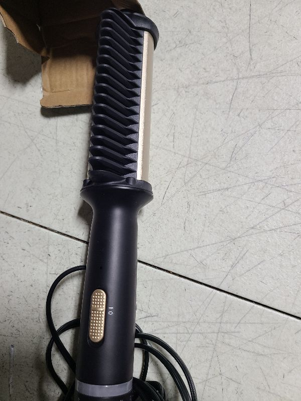 Photo 1 of 2 in 1 Hair Straightener Brush & Curling Iron with Ceramic Coating - Hair Straightener Comb 7 Temps Settings up to 250-450F, 20s Fast Heating, Double Voltage 110-240V Travel Hair Straightener
