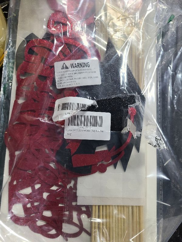 Photo 1 of 20 PCS Graduation Decorations Class of 2025, Black and Red Double-Sided Centerpieces, Grad Cap Sticks, Table Toppers, Graduation Party Decorations