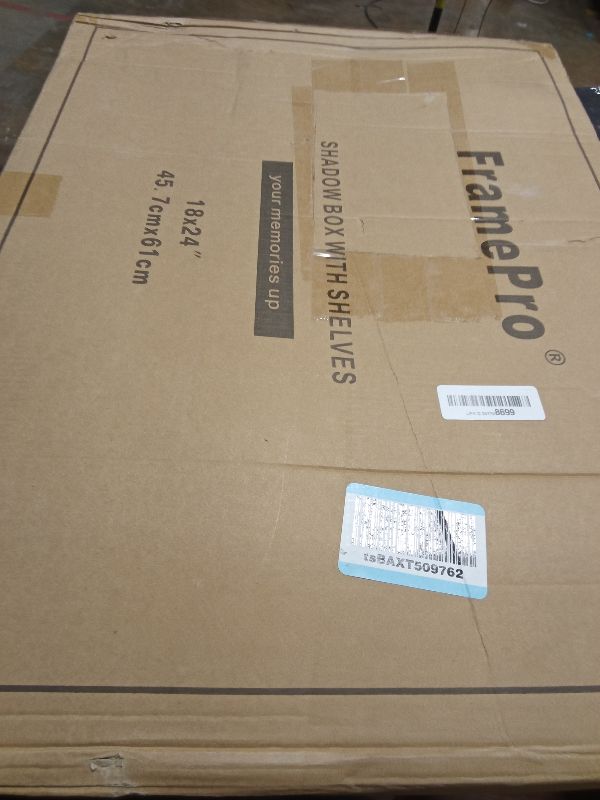 Photo 1 of FramePro Shadow Box Frame Display Case 18x24 with Removable Shelves, Deep Memory Box Trinket Knick Knack Shelf Cabinet for Collector, Keepsake Coins Military Medals Wedding Flowers Black