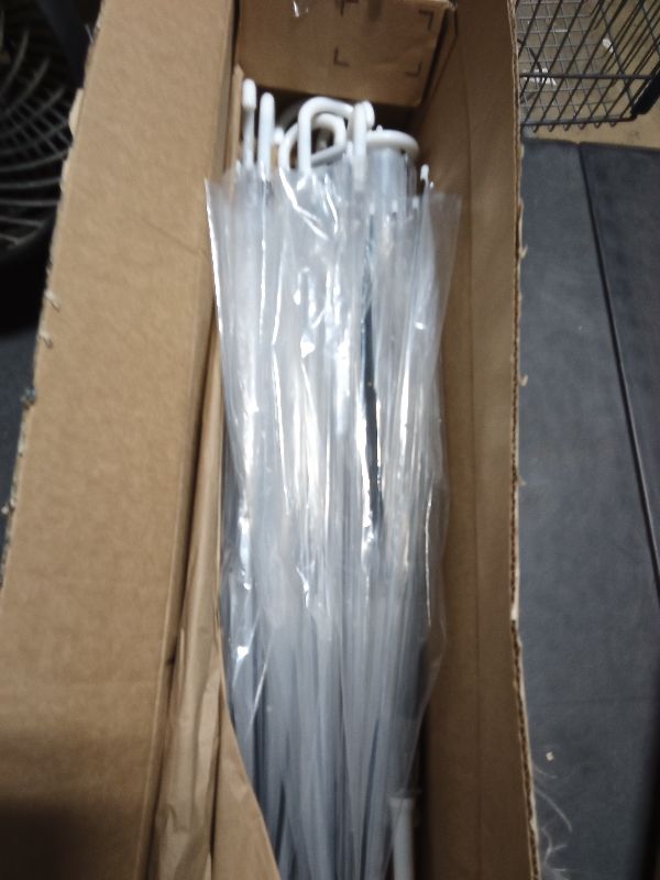 Photo 1 of 10 Pack Clear Wedding Umbrellas Auto Open Windproof Transparent Large Clear Bubble Stick Umbrella Bulk with J Hook Handle for Outdoor Bride Groom Ceremony Adults Kids Rain