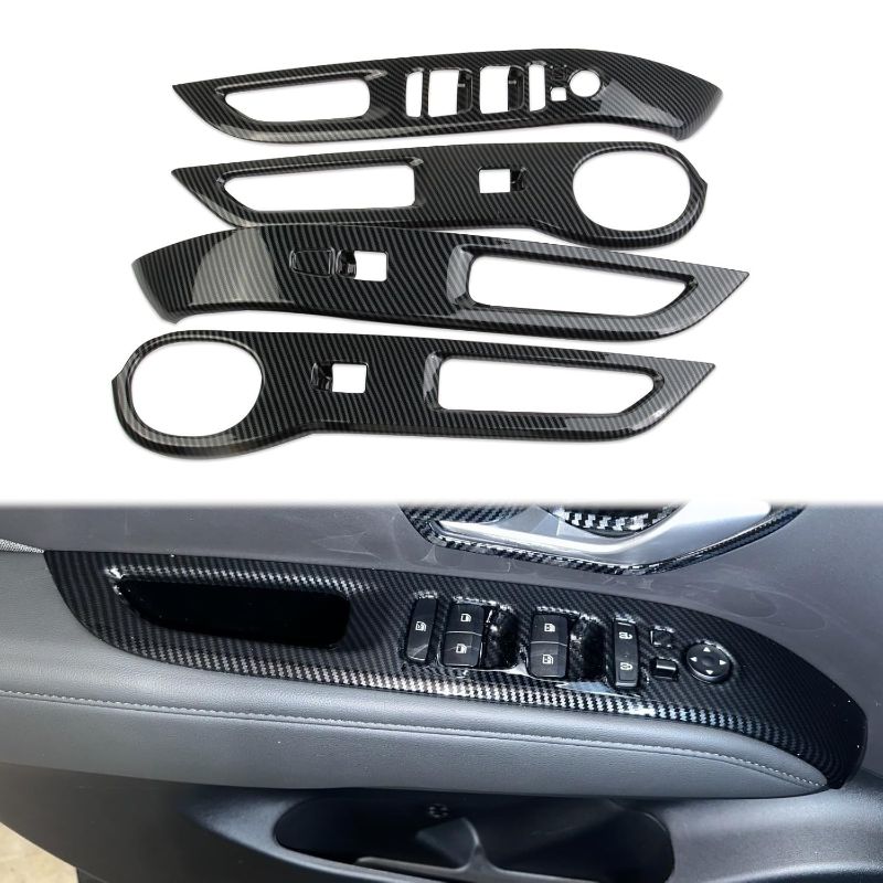 Photo 1 of  Korlot Carbon Fiber 4-Door Window Lift Trim Switch Panel Cover Trim for Hyundai Santa Cruz 2022-2024 