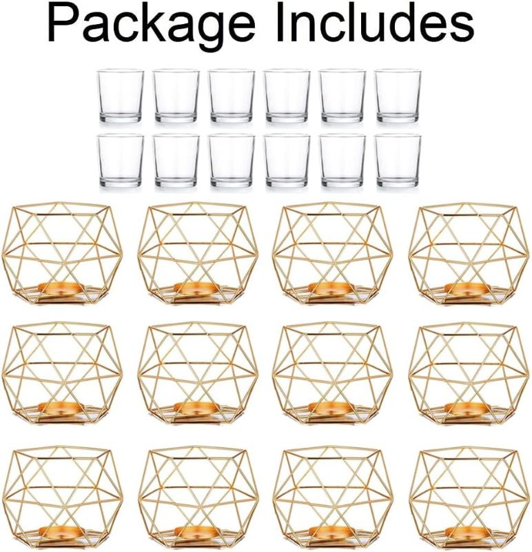 Photo 1 of **MISSING 2 **
Hewory Geometric Tealight Candle Holders Gold, Modern Metal Geo Wedding Centerpieces for Table, Votive Candle Stand Accent for Tea Light for Home Shelf Mantel Christmas Birthday Party Decor, 12pcs 