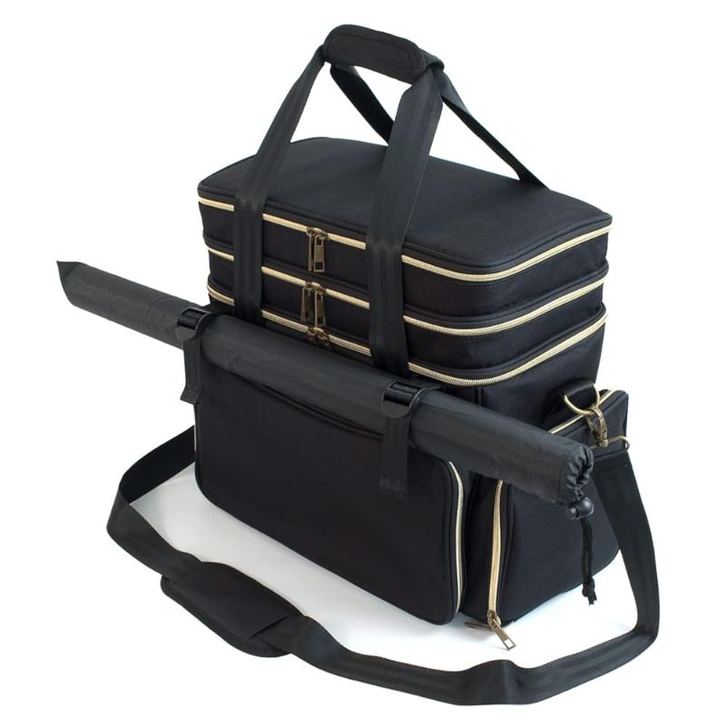 Photo 1 of  MONGPIENS RPG, D&D Miniatures Storage Travel Bag - Fits 44 Miniatures, 6-8 Books Storage Capacity, Battle Map Holder, DND Dice & Token Pockets - Dungeons and Dragons Miniatures Dice Bag - Black
