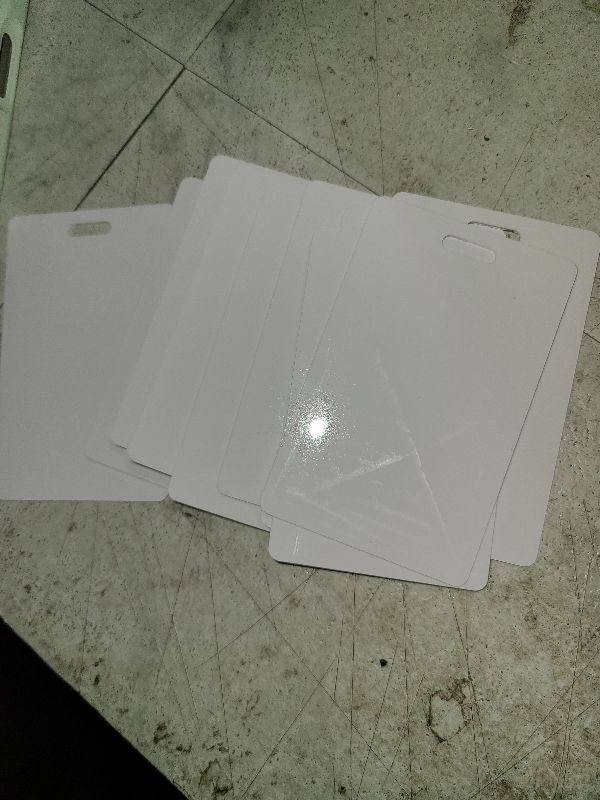 Photo 1 of 500 Pcs White PVC Cards with Vertical Slot Punch on Short Side, CR80 30 mil Standard Credit Card Size, Blank ID Cards Plastic Business Cards for Business Office, Custom ID Badges, Hall Passes, Crafts