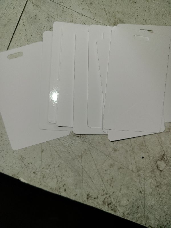 Photo 1 of 500 Pcs White PVC Cards with Vertical Slot Punch on Short Side, CR80 30 mil Standard Credit Card Size, Blank ID Cards Plastic Business Cards for Business Office, Custom ID Badges, Hall Passes, Crafts