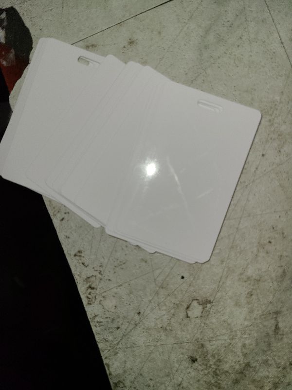 Photo 1 of 500 Pcs White PVC Cards with Vertical Slot Punch on Short Side, CR80 30 mil Standard Credit Card Size, Blank ID Cards Plastic Business Cards for Business Office, Custom ID Badges, Hall Passes, Crafts
