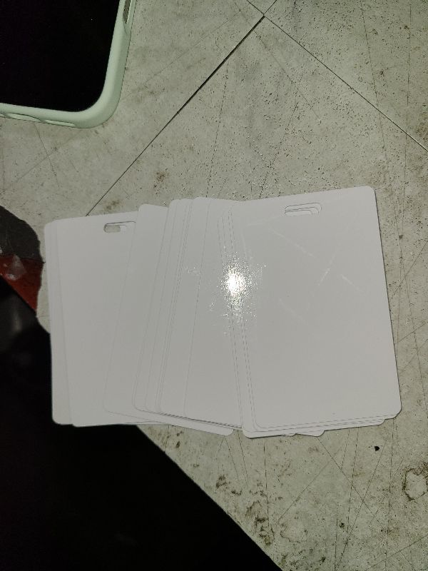 Photo 1 of 500 Pcs White PVC Cards with Vertical Slot Punch on Short Side, CR80 30 mil Standard Credit Card Size, Blank ID Cards Plastic Business Cards for Business Office, Custom ID Badges, Hall Passes, Crafts