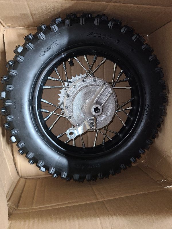 Photo 1 of 10" Rear Wheel Rim Tire Assembly 12mm Bearing for 50cc 70cc 90cc 110cc Dirt Pit Pro Trail Bike CRF50 DRZ70 PW50 BBR50 TTR50 DRZ50 SSR 3.00-10 80/100-10 1.4x10 (Tire 3.00-10 No Drum Brake)