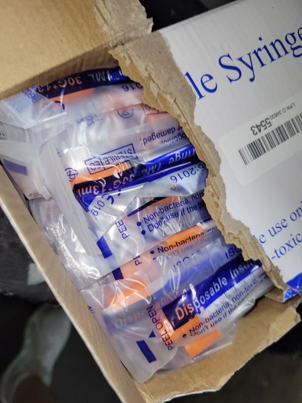 Photo 1 of 1ml Syringe with 30Ga 1/2in Needle, Individually Wrapped, Pack of 100