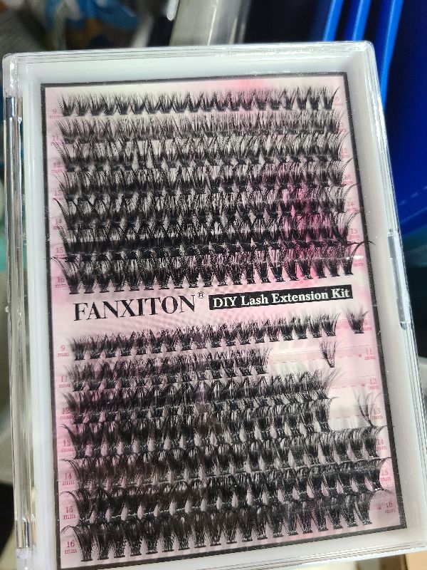 Photo 1 of FANXITON DIY Lash Extension Kit Volume Lash Clusters 40D+50D D Curvature Individual Lashes Lash Clusters Kit Thick Eyelash Extension Kit 280 pcs Thin Band Cluster Lashes Lash Bond and Seal Tweezers