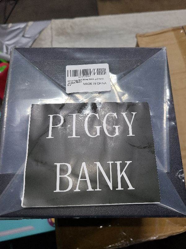 Photo 1 of Larmoo Piggy Bank Money Safe Box Bigger Savings Bank Stainless Steel Money Bank Cash Coin Jar for Adults Kids Boys Grils 5.9 inch Black, PBB5.9