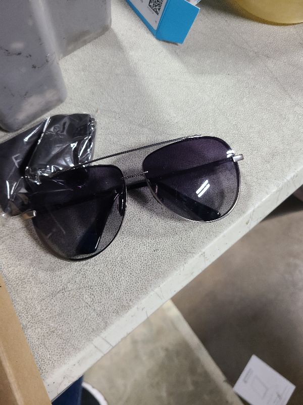 Photo 1 of FSK Oversized Classic Aviator Sunglasses with Polarized Lens (Gunmetal Frame Gradient Grey Lens)