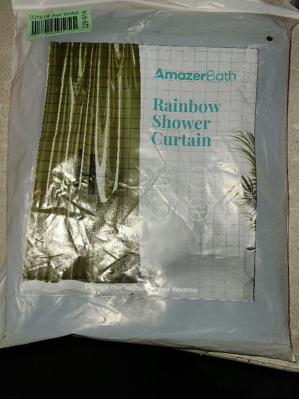 Photo 1 of AmazerBath Extra Long Shower Curtain Liner, 100% EVA Clear Green Heavy Duty 84 inch Shower Curtain and Liner 2-in-1, 72x84 Plastic Weighted Bathroom Shower Liner, 12 Grommets & 3 Heavyweight Stones