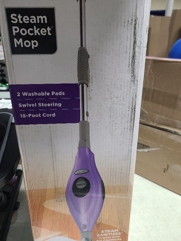 Photo 1 of Shark S3501 Steam Pocket Mop Hard Floor Cleaner, With Rectangle Head and 2 Washable Pads, Easy Maneuvering, Quick Drying, Soft-Grip Handle and Powerful Steam, Purple