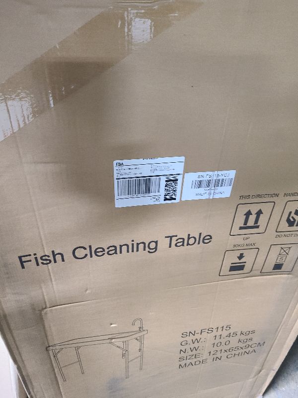 Photo 1 of CAMP SOLUTIONS Fish Cleaning Table with Sink and Faucet, Portable Folding Camping Sink Table, Heavy Duty Fillet Table with Hose Hook Up, for Dock Beach Patio Picnic…