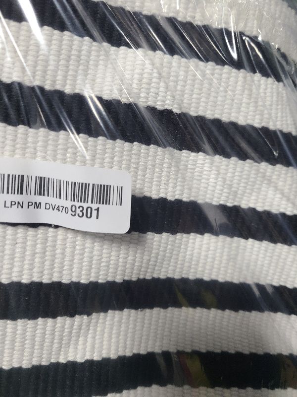 Photo 1 of  LEEVAN Black and White Striped Outdoor Rug Runner 24"x51" Layering Doormat Farmhouse Front Porch Rug Cotton Woven Washable Throw Carpet for Hallway/Front Steps/Bathroom/Kitchen/Home Entrance Size: 2' x 4'3" (Rectangular)